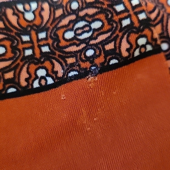 5/$25 Roz & ALI Coral Floral Rose Stripe Waist Tie Blouse FLAWED - Picture 9 of 11